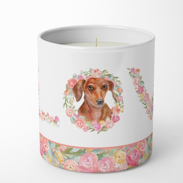 Carolines Treasures 3.75 x 3.25 in. Unisex Dachshund Love 10 oz Decorative Soy Candle WDK4572CDL - main
